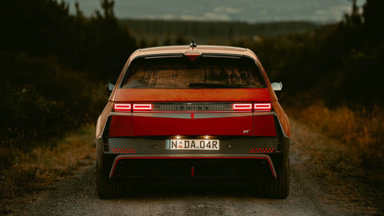 2024 Hyundai Ioniq 5 N dusty rear end shot