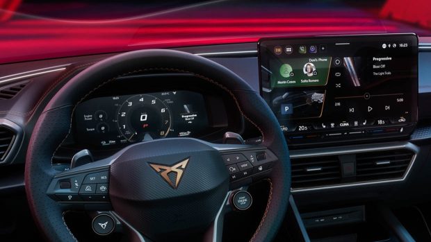 2025 Cupra Leon Sportstourer within with wheel and camouflage