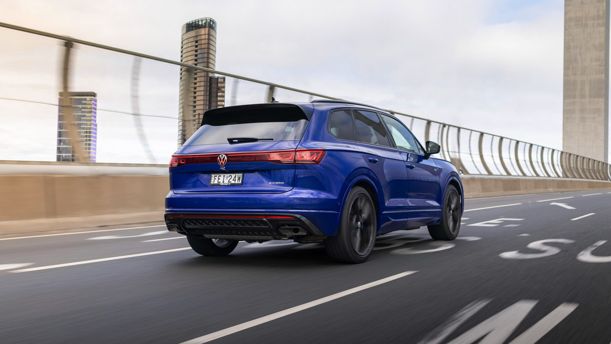 Volkswagen Touareg R 2024 driving rear 3/4 2