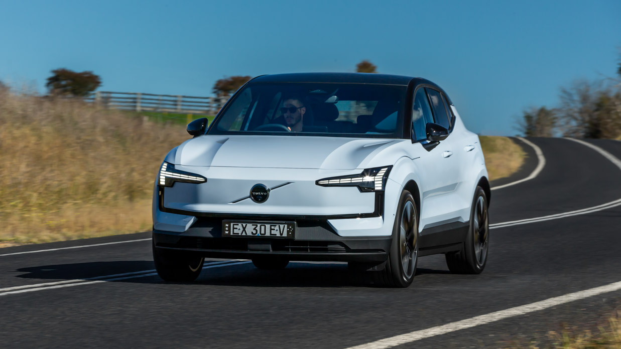 2024 Volvo EX30 on the road front angle