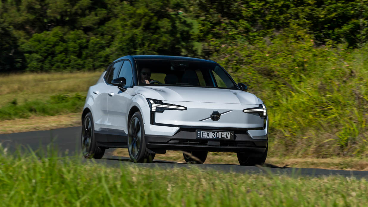 2024 Volvo EX30 on road driving shot