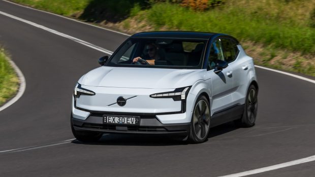 2024 Volvo EX30 on road cornering shot