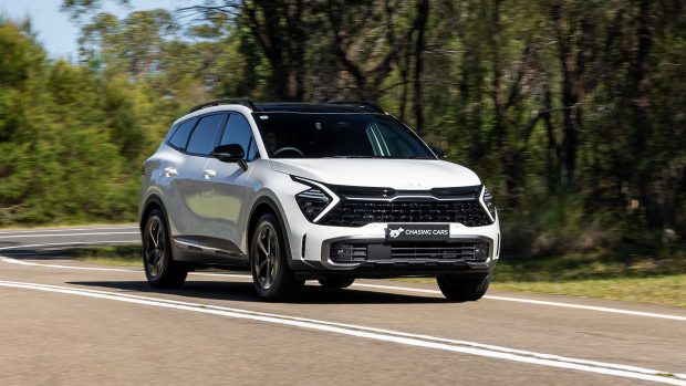 2024 Kia Sportage GT-Line Hybrid long-term driving shot front 3/4 angle 2