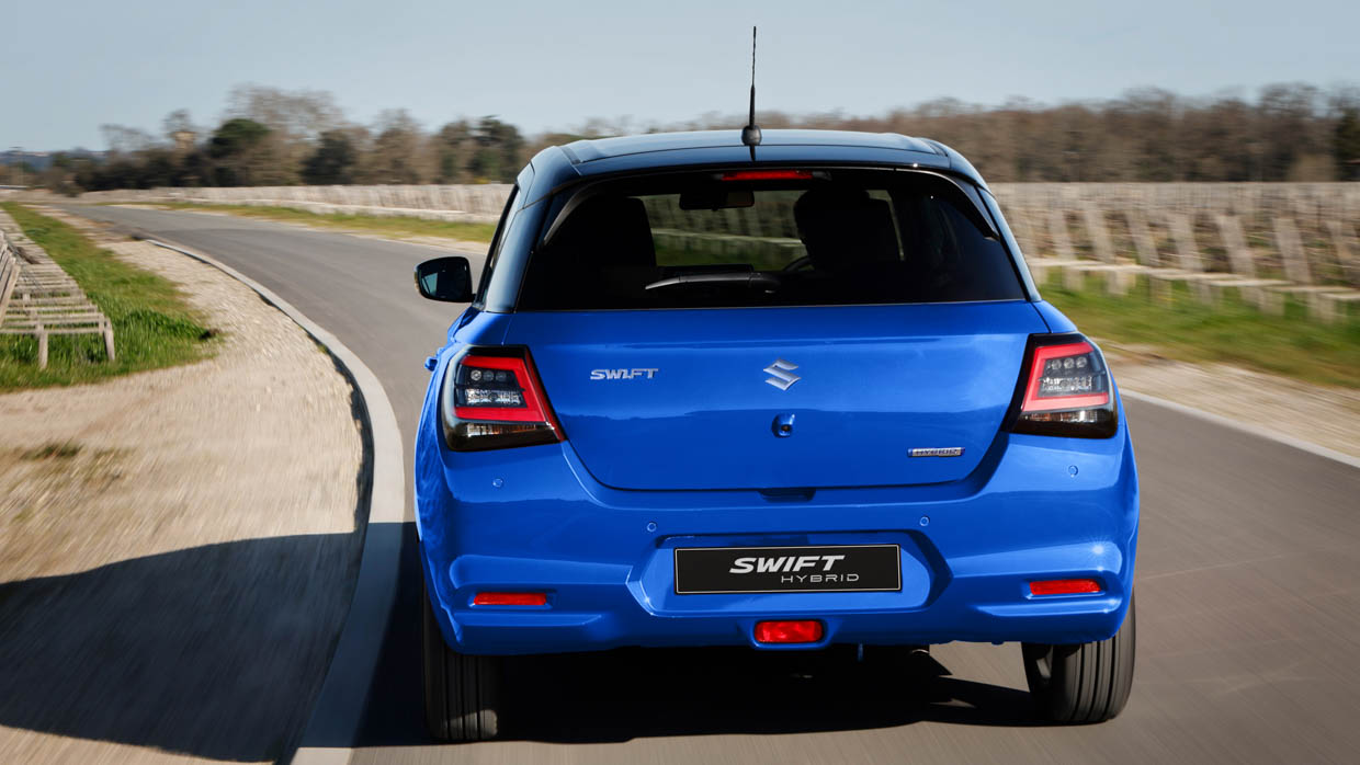 2024 Suzuki Swift hybrid rear angle driving shot