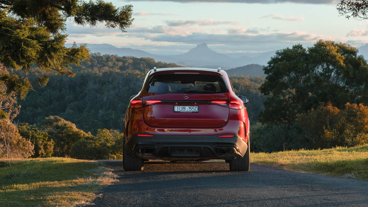 2024 Mercedes-AMG GLC 63 S rear end angle shot