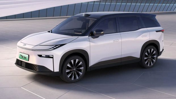 Toyota BZ3X SUV front side angle static