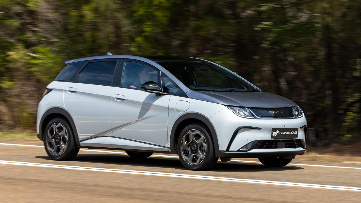 2024 BYD Dolphin side angle driving shot