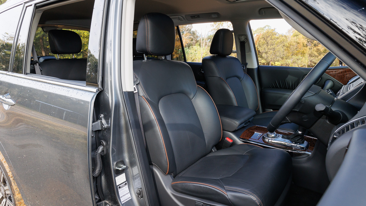 2024 Nissan Patrol Ti-L interior front seats wide shot