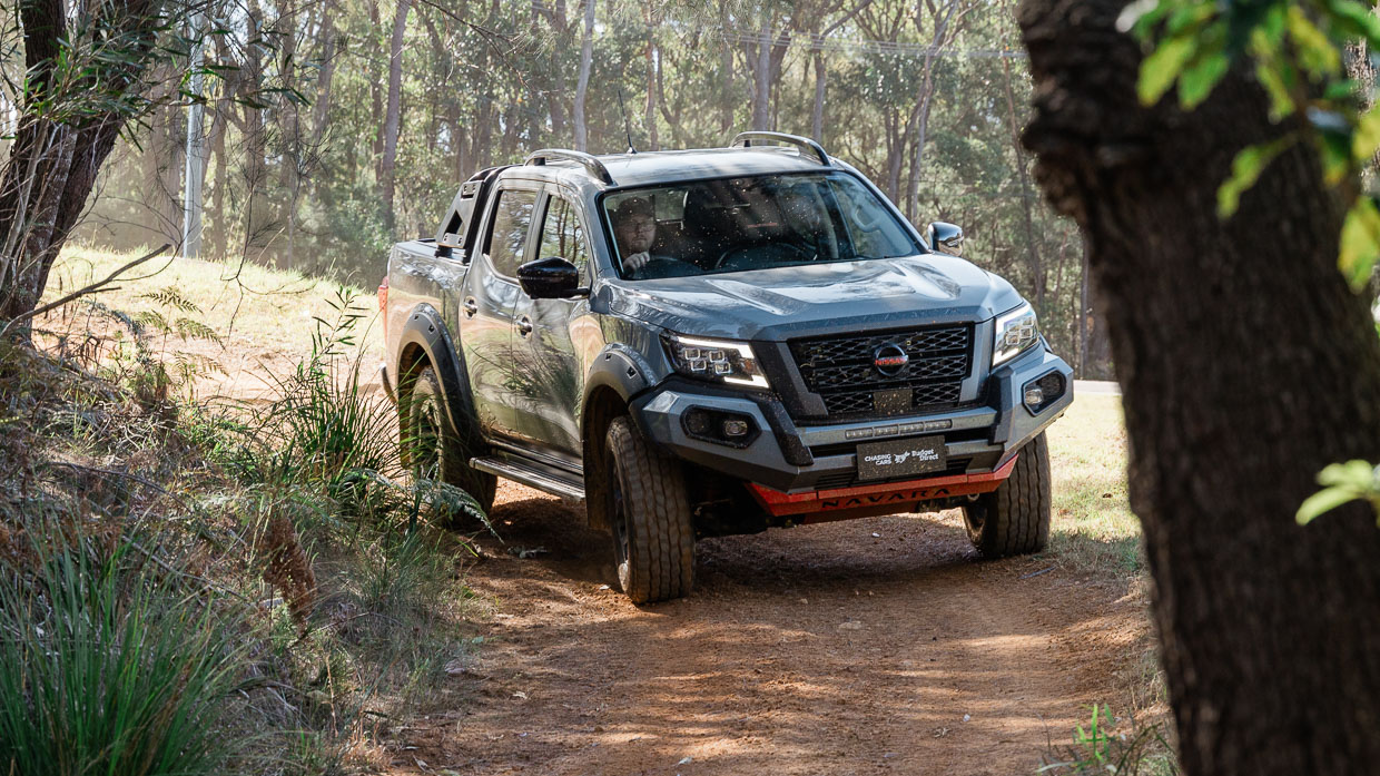 2024 Nissan Navara Pro-4X Warrior off-road trail driving turning shot