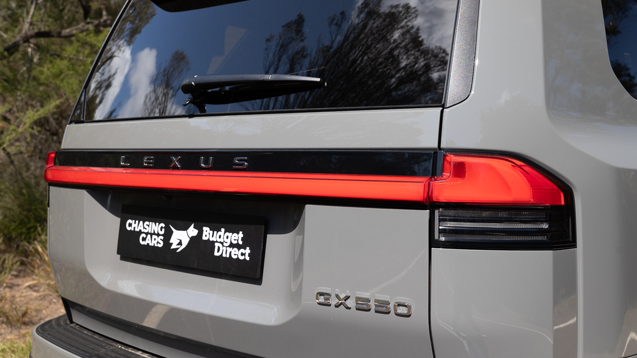 2024 Lexus GX550 Overtrail rear end with light bar and badges