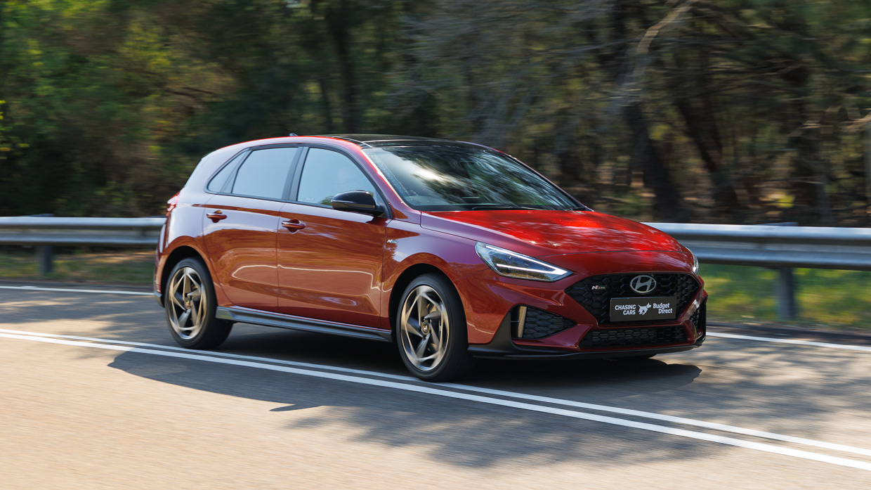 2024 Hyundai i30 N Line front angle driving shot 5