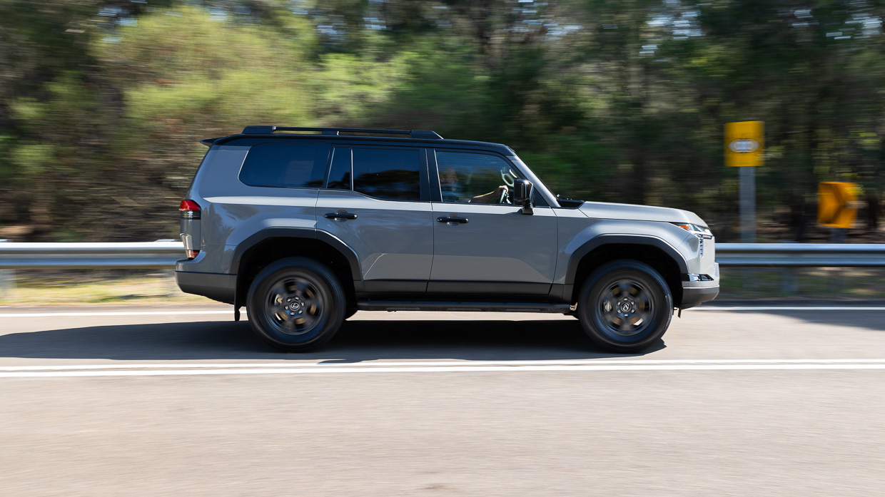 2024 Lexus GX550 Overtrail driving shot side profile angle