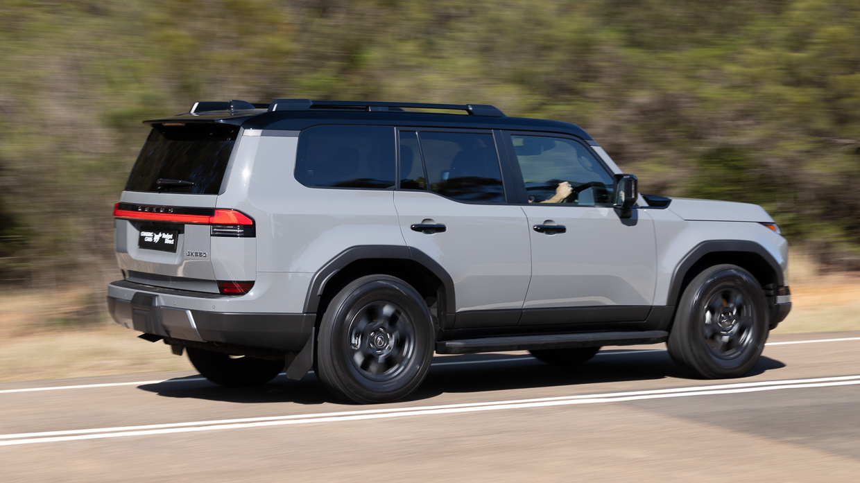 2024 Lexus GX550 Overtrail driving shot side angle