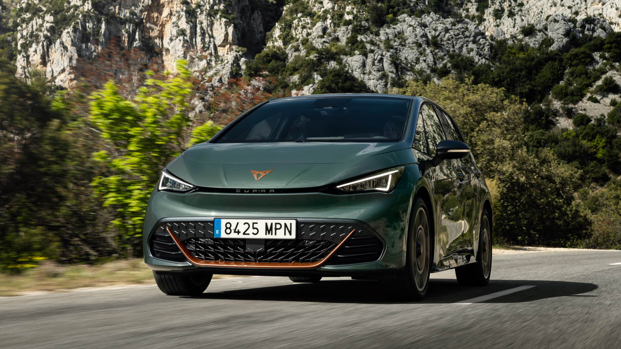 2024 Cupra Born VZ low angle driving shot