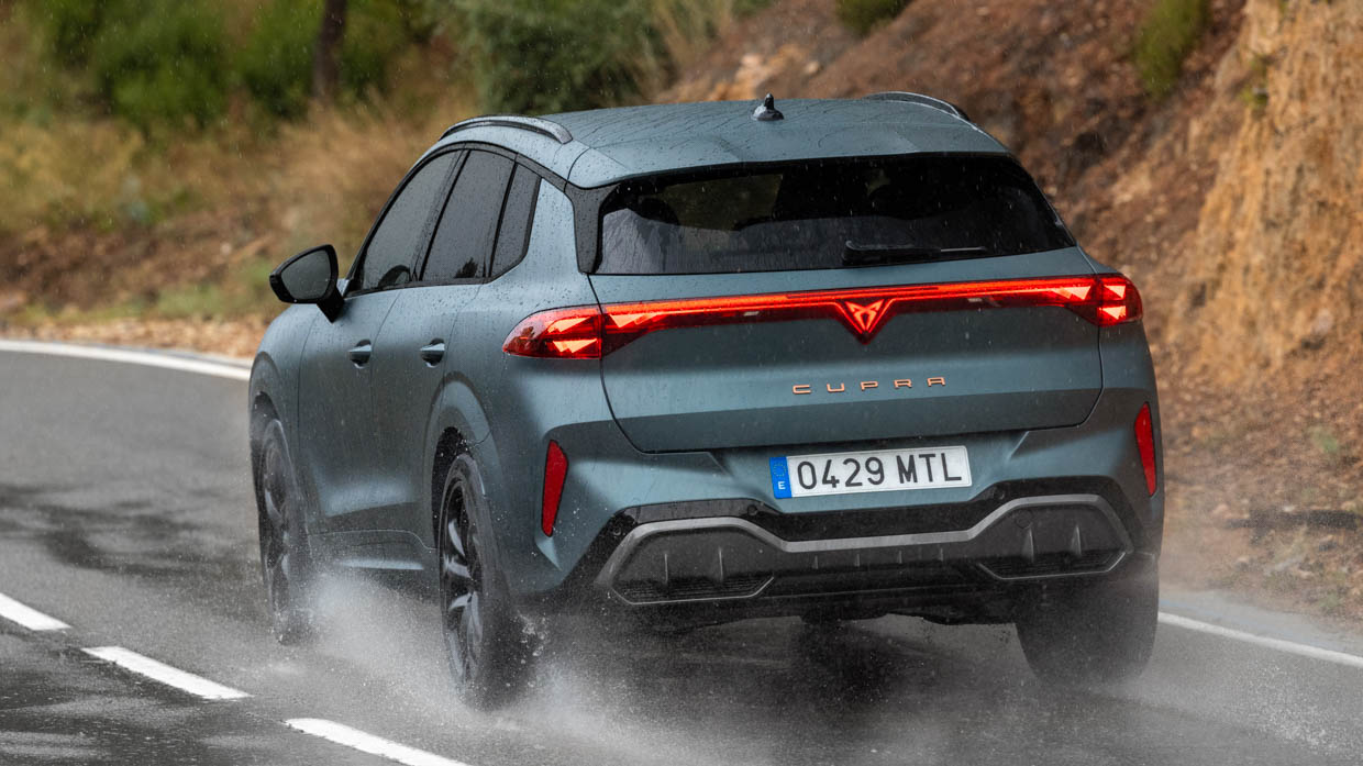 2025 Cupra Terramar rear angle driving shot 2