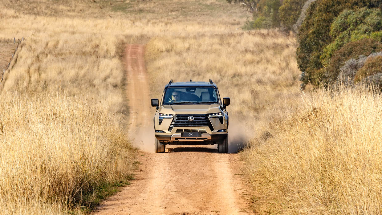 2024 Lexus GX550 Overtrail driving down dirt road