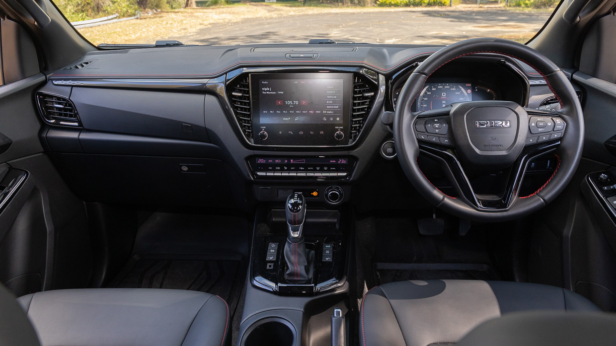 2024 Isuzu D-Max X-Terrain interior steering wheel and screens wide