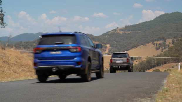 Toyota Prado GXL and Ford Everest Sport 2025 driving 2