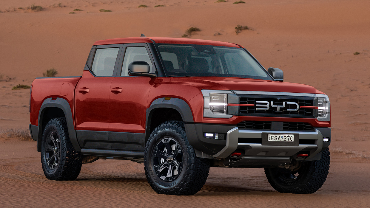 Hardcore BYD Shark 6 imagined as Ford Ranger Raptor, Toyota Hilux GR Sport challenger 8 2026 BYD Tigershark front 3 4