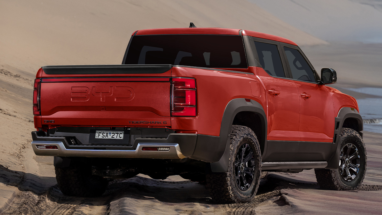 Hardcore BYD Shark 6 imagined as Ford Ranger Raptor, Toyota Hilux GR Sport challenger 7 2026 BYD Tigershark rear 3 4